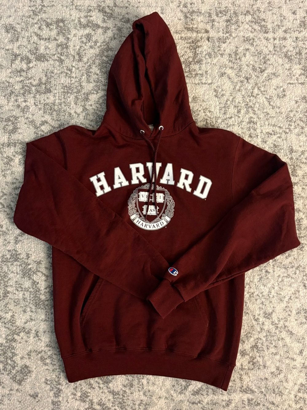Harvard University Champion Maroon  Hoodie Crimson Pullover Sweatshirt Size S